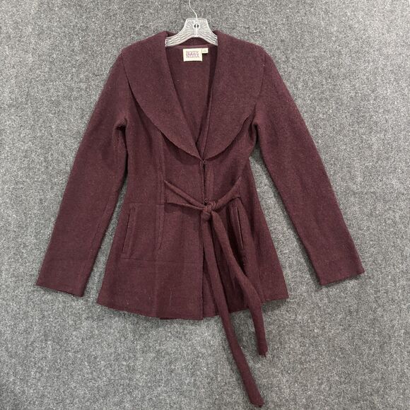 Sweaters - Roste Neira Sweater Women's Medium Burgundy Belted Shawl Collar Wool Blend